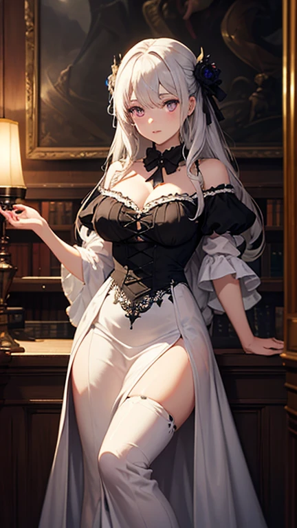 [Detailed illustrations, art based on extremely ideal anatomy, very detailed and detailed drawings, slow and delicate lines, realistic texture expression],(((Color tressed main lines)),(Artwork with outstanding virtuosity),(((Strange bedroom background)),Girl Japanese Beauty 15 years old (Luxury girl) [Cat ears (plump) (large drooping breasts, (wide areola))], Babydoll White Corset (Ribbon Ruffled Lace Fabric ((Lolita Fashion))),(Realistic and Lustrous Skin Expression ((High Humidity))(Soft Body))),Transparency Soft Ambient Light,Gravure (((Seated Weakness)))),((Fine and Beautiful Skin Expression (Transparency))),((Clear Gaze)),((Perfect eye details (Beautifully drawn pupils in detail))),( Beautiful perfect face (realistic face details)),((Beautiful hair details)),(Perfectly proportioned proportions)),(Design built to a high level,((Advanced structural understanding of materials)),Ideal color coordination),((Artistic decoration)) ((Dense details)),((Detail,High definition)),[(Ultra-precision detail),(((Multilayer texture)), HighQuality,High Resolution],((Accurate simulation of light-material interaction, understanding of air flow, mechanically correct representation)),(((Visual art with a sense of narrative)).