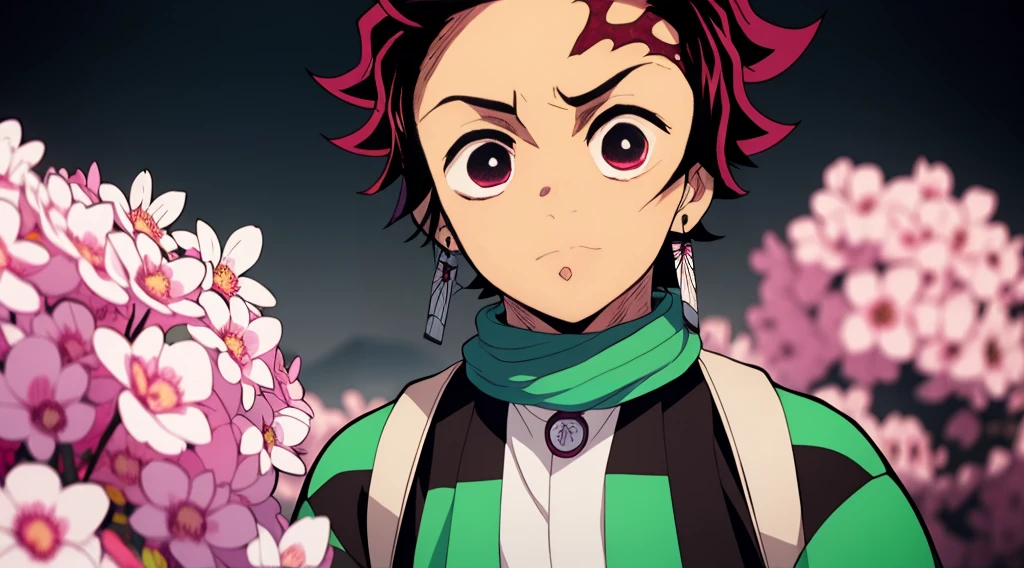 (1 boy:1.4),(male face details:1.4),more details in eyes,cute,looking at viewer, adorabel boy,cute face,details sky,handsome,young,juvenile,((masterpiece:1.4,best quality)),multiple details, eyeshadow,sfw, full shot, green valley,
<lora:Tanjiro:0.7> (TANJIRO), (ORIGINALOUTFIT), (SCAR,SCAR ON FOREHEAD, CHECKERED CLOTHES, 1BOY, RED HAIR),<lora:add_detail:0.2>, green and black clothes, <lora:more_details:0.5>,<lora:眼睛双:0.5>