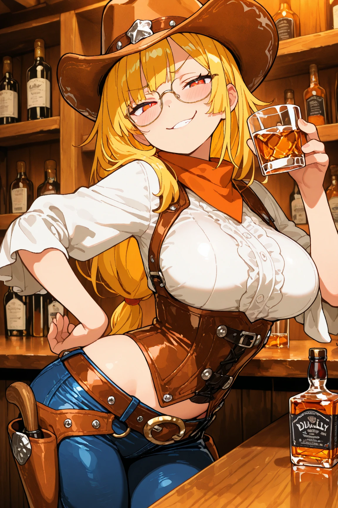 (fantasy:1.5),(8k,masterpiece, top quality, best quality,beautiful and aesthetic:1.2,professional illustrasion:1.1,ultra detail:1.3,perfect lighting),extremely detailed,highest detailed,incredibly absurdres , highres, ultra detailed,intricate:1.6,(Alchemy Workshop:1.4),A girl mixing,Medicine in many small bottles,holding small potion,colorful:1.4,zentangle,(a girl 26yo old),(cute girl),pointed chest:1.3,(double breasted:1.2,under bust:1.2), Amazing Cleavage:1.3, thin waist, big ass, Raised sexy, big breast: 1.2 posed cleavage:1.2,(female alchemy),(highly detailed beautiful face and eyes,firm breasts),oily skin,((bronde hair, long pony tail hair)),thin pubic hair,cute,lovely,beautifuk alchemist costume,smile,in the kitchen,smile,seductive weak smiling,(with sparkling eyes and a contagious smile),open mouth, Looking at Viewer,
