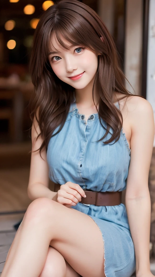  highest quality、confused、((the cutest girl in the world))、Japanese、16 year old girl、Cafe、((spring-like clothes))、(skirt)、(off shoulder jacket)、nice and cute、innocent smile、nice smile、big breasts、(ample breasts:1.3)、ponytail、brown hair、thin waist、detailed beautiful eyes、look forward、Upper body、close up of face、