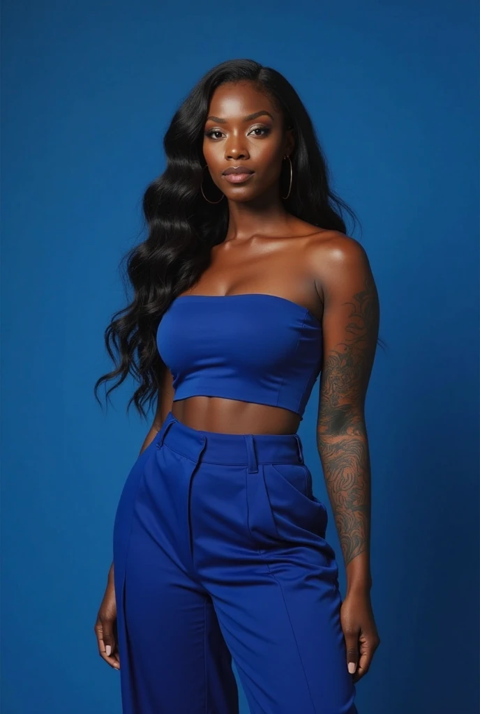 close_up portrait photo of 25 year old desiespresso woman, (plain white background: 1.6), Blue ethnic print top and jeans, fashion photography, dynamic pose, facing viewer    <lora:desiespresso_flux_v2:0.6>âââ