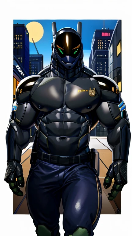e621에 업로드됨, best quality, masterpiece work, high quality, sexy male, synth (vader-san), lizard, security robot, guards, bodyguard, bodyguard, very muscular, male muscular, sexy muscular, thick thighs, Long tail, guards 의상, Pick up a gun, strike a pose, future city background, 밝은 화면