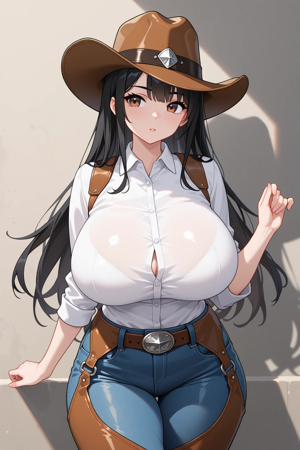 1girl, (solo:1.2), (masterpiece:1.2), (best quality:1.2)
eigaka, (gigantic breasts:1.4), (bursting breasts:1.5), curvy, voluptuous, exaggerated proportions, tall woman
(cowboy shot:1.5), (interacting with her surroundings:1.35), (attentive:1.2), pokemon nemona, dark brown hair, long hair, huge breasts, school uniform, torn clothing, cleavage, stadium, night, crowd