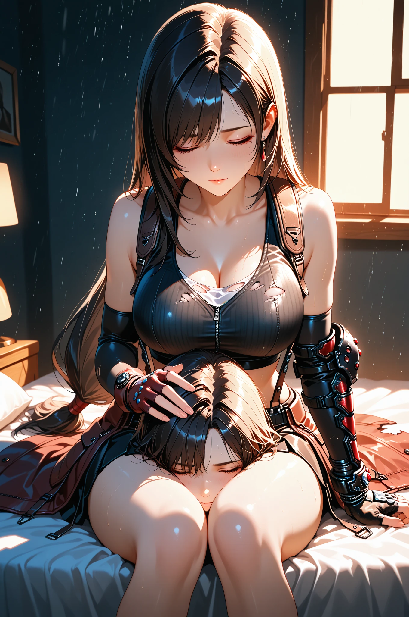 ((((Best Quality, 8K, 32K, masterpiece, 1.2)))),{{solo}},((nsfw:1.5)),{{{Character reference: Nikke's Diesel:1.5}}},((perfect beautiful face:1.2)), a girl,solo,sitting ,(blush ,angry:1.3) ,(bdsm:1.3),bondage, bound, bound arms, bound legs,bound ass, bound wrists,bound ass, breast bondage, breasts, crotch rope, (red rope:1.1), restrained, rope, shibari, shibari over clothes, (skindentation:1.2), thigh strap,(steam:1.1),(wet:0.7),(trembling:1.7),(tears:1.3) ,(drooling:1.1),(sweat:1.1),pussy juice,puddle of love juice,(vibrator inserted in pussy:1.5),(open vagina, vivid pussy, high quality vagina:1.3),(spread legs,pussy focus,spread pussy,:1.4),break ,(jacket lift:1.2) ,large breast,focus breasts,show off nipple,cum, (ejaculation:1.1), (bukkake:1.1),(facial cum:1.4), (cum on body:1.1),(cum on breasts:1.1), (pussy peek:1.3),(nipples peek:1.4),wince, closed eyes,open mouth,(orgasm:1.5),awaiting tongue,(((vaginal dildo)))),(love juice:1.5)