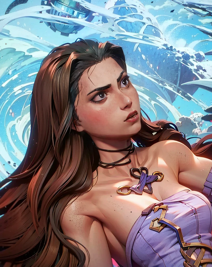 a beautiful woman wearing a black shimmering dress, long blue ponytail, holding a wine glass, blue lipstick and eyeshadow, at a party, (best quality,4k,8k,highres,masterpiece:1.2),ultra-detailed,(realistic,photorealistic,photo-realistic:1.37),intricate details,hyperrealistic,elegant,chiaroscuro lighting,dramatic lighting,moody atmosphere
