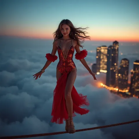 Sirk kızının şehir yüksek ipi