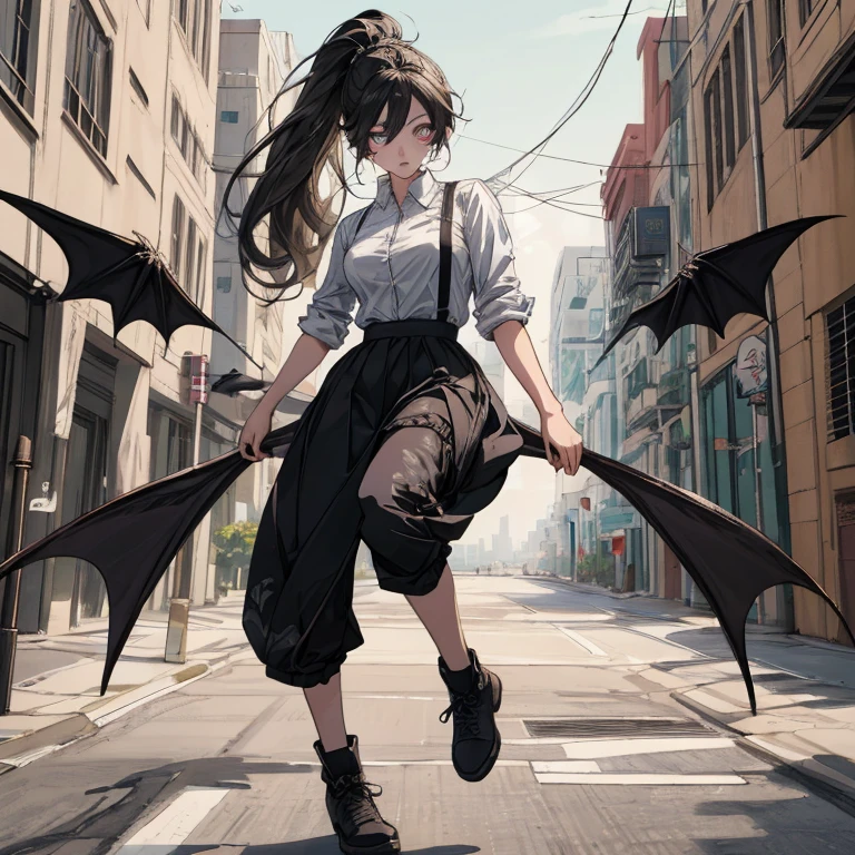 masterpiece, hyper detailed, highres, good anatomy, (((best quality))), ((an extremely delicate and beautiful)), an extremely detailed and delicate, 8k cg wallpaper, illustration, (greyscale with colored background:1.1),
best shadow, 1girl, sexy pose, fullbody, standing, (cleavage:0.5), ( tie, denim shorts, pink skirt, socks), (classroom:1.2), chainsaw man, power \(chainsaw man\), horns, blonde hair, symbol-shaped pupils, cross-shaped pupils, yellow eyes,from below,disdain,detailed eye,(slim legs),long legs,
<lora:å¸ç¦_çµé¯äºº:0.9>,blood,
(white and black background:1.1), midjourney,
<lora:midjourney_20230624181825:0.7>