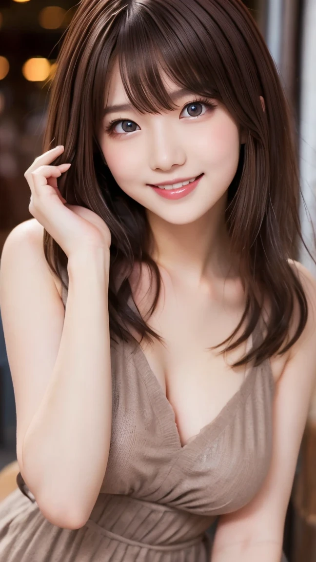Tabletop, Highest quality, figure, Very detailed, In detail, High resolution, 8k wallpaper, Perfect dynamic composition, Beautiful attention to detail, dress,Medium Hair, Center of chest, Natural color lip, Random sexy poses,smile,Tower apartment、naked