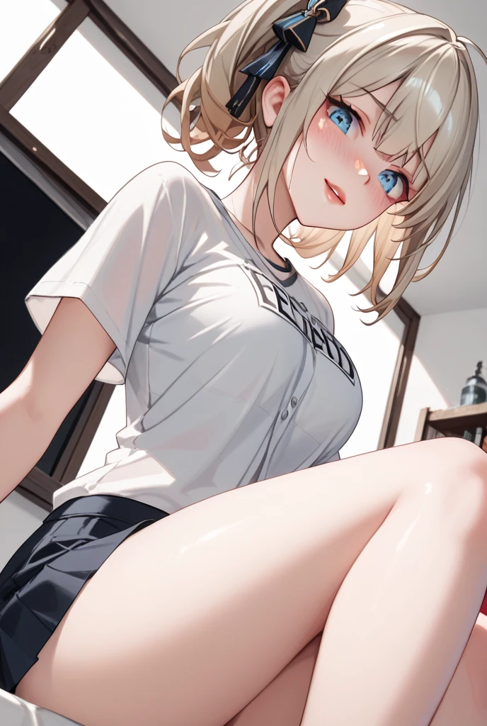 woman masturbating、Bare crotch、Crouching、Super detailed、Particles of light:0.5、Beautiful Eyes、Natural Texture、Off the shoulder、sexual temptation、Put your hands on your pants and pull them down