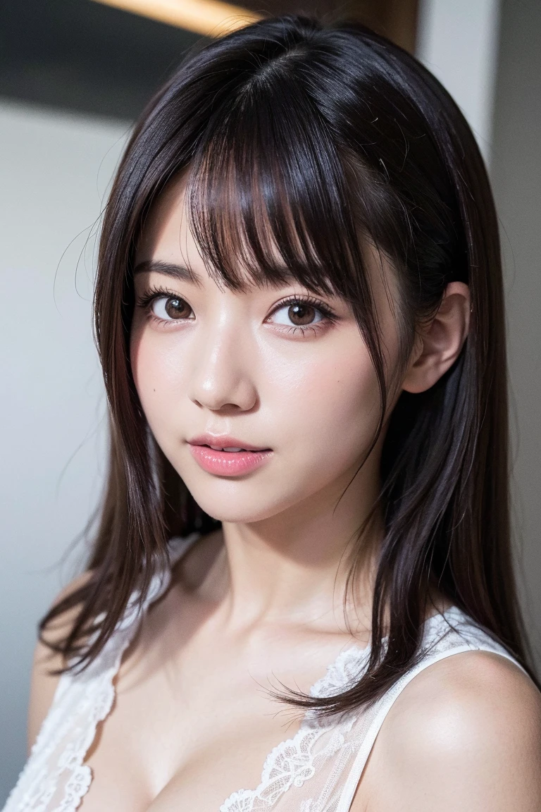 blown by the long wind [Blue-black:.3] hair,looking at the viewer, (masterpiece:1.3), (8K, realistic, Raw photo, highest quality: 1.4), Japanese, (1 girl), beautiful face, (realistic face),{wavy medium hair|Front hair long bob|short hair with long bangs}{black hair|brown hair|blonde hair}, beautiful hairstyle, realistic eyes, detailed and beautiful eyes, (realistic skin), beautiful skin, Charm, ultra high resolution, surreal, very detailed, golden ratio,、sunburn、Nogizaka Idol、korean idol、Gravure idol pose、