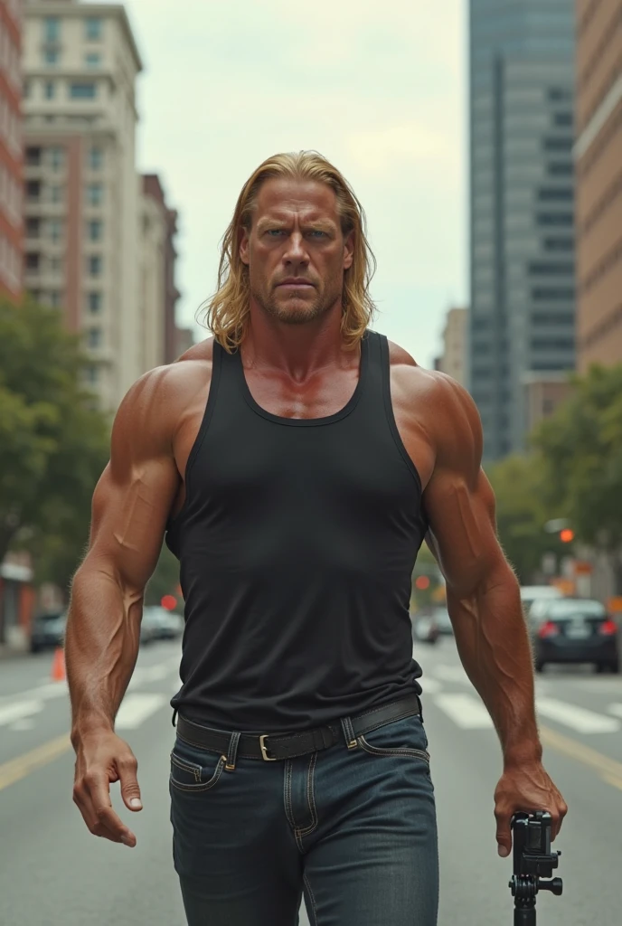 a highly detailed photorealistic full body nude portrait of 40 year old chris Hemsworth in a prison, 6'4", 110 Kgs, muscle, hairy, beautiful detailed eyes, beautiful detailed lips, realistic skin texture, muscular physique, chiseled jawline, intricate uniform details, leather handcuffs, leather jock strap, leather collar and leash, barred window, concrete walls, dramatic lighting, cinematic composition, hyper realistic, 8k, unreal engine, award winning photography