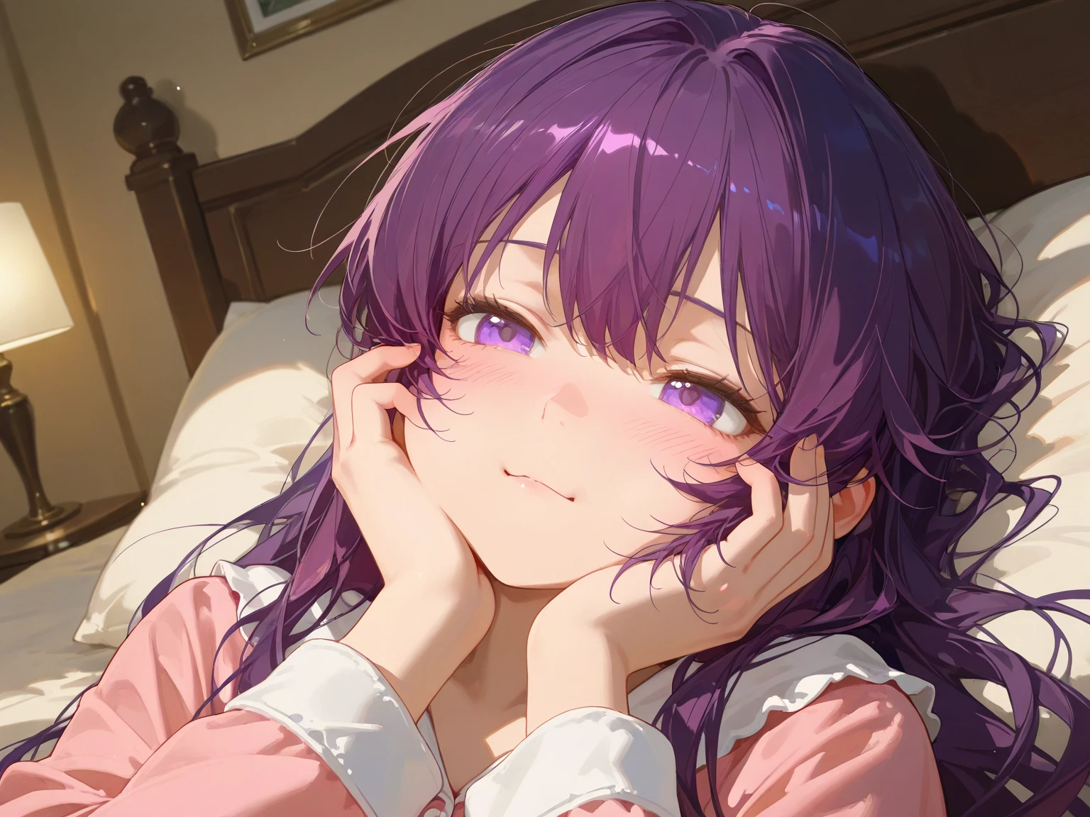 1girl, hakui koyori, top-down bottom-up, virtual youtuber, animal ears, hetero, 1boy, tongue, tongue out, pink hair, animal ear fluff, cum, ass grab, braid, sex, sheet grab, wolf ears, blush, purple eyes, hair ornament, long hair, ass, bangs, solo focus, hair bun, sex from behind, crown braid, sweat, doggystyle, open mouth, nude, antenna hair, saliva, cum in pussy, braided bun, double bun, overflow, hair between eyes, all fours, bed sheet