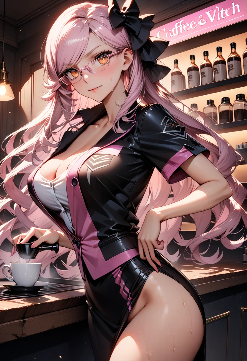 (solo:2, dark skin 1000 yo Dreadlocks:1.4 pink hair long hair cool elf woman, sexy silver eyes, smoking Cigarette in mouth, glossy lips, serious face, blushing), (in a detailed sexy Cross string swimsuit), break, in the castle Dressing room, BREAK, perfect anatomy, masterpiece, best quality, 16k, beautiful detailed grow, daydreaming expression.