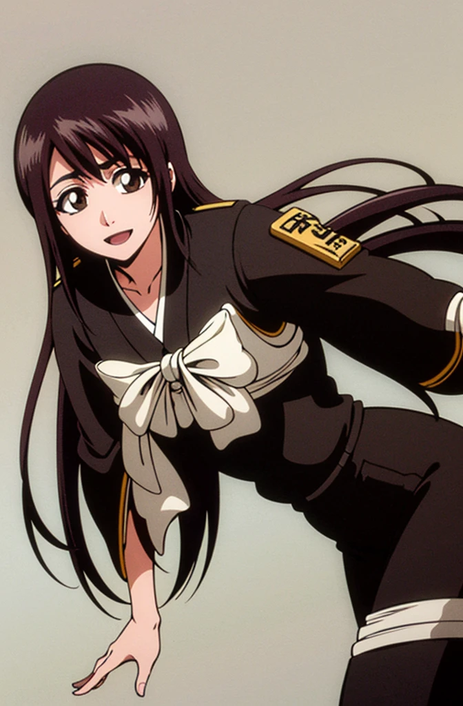 Juri Han, artwork, tight white secretary shirt with black tie, black high waist skirt, Short skirt,media, black fur, black stockings,bangs in the eyes,bravo,evil smile