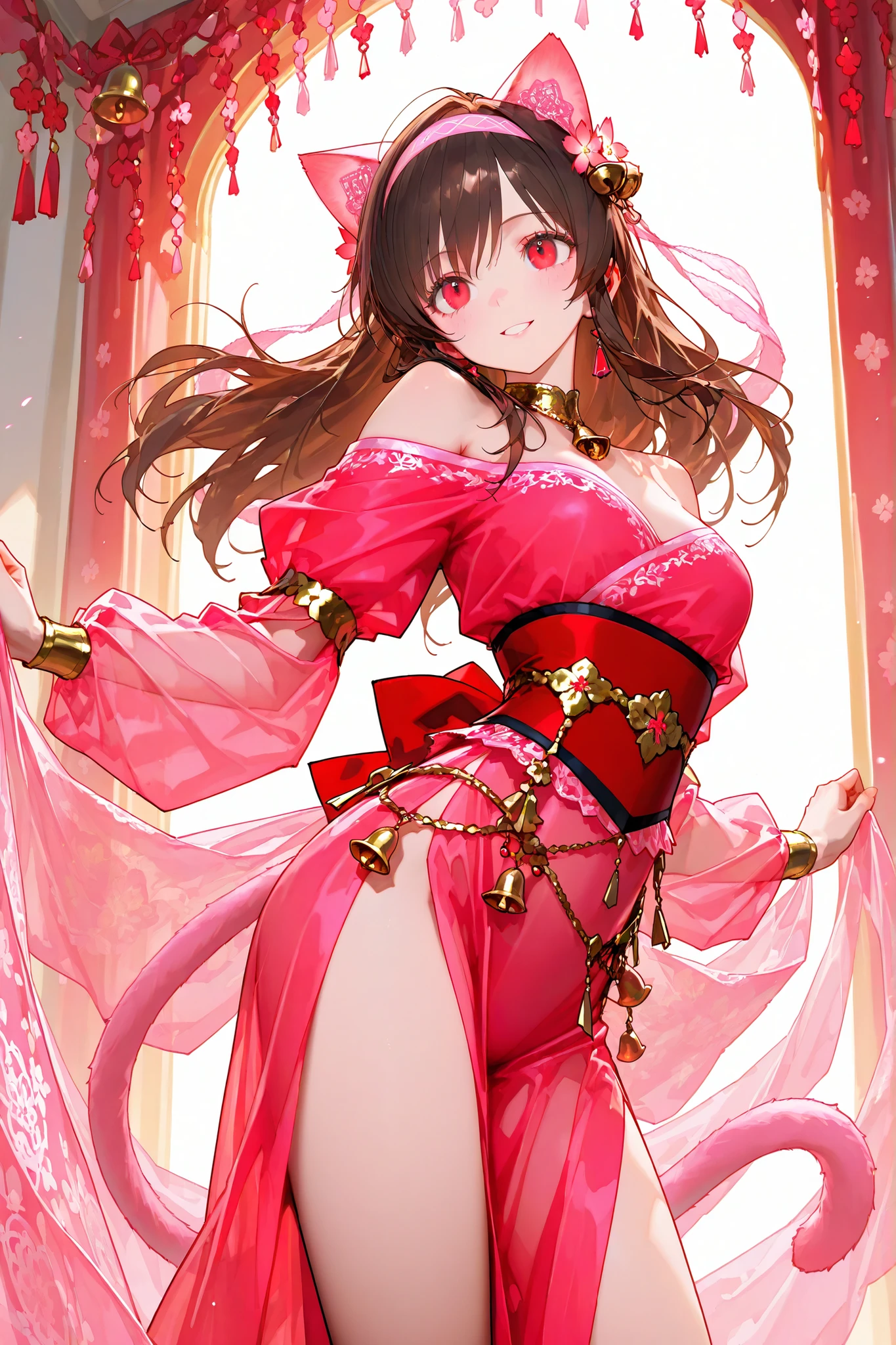 (masterpiece、highest quality、highest quality、official art、beautiful beautiful:1.2)、(1 girl:1.3)Hatsune Miku、twin tails,big breasts,1 female,black hair,12 years old ,((impatient look)),beautiful breasts,(((Sexy magical girl white and pink shiny bodysuit)))(())(((cheeks turn red、surprised expression)),(((Satin Nariko))),((( Portrait))),We have blue eyelashes)))()street,crowd(magical girl hair ornament)