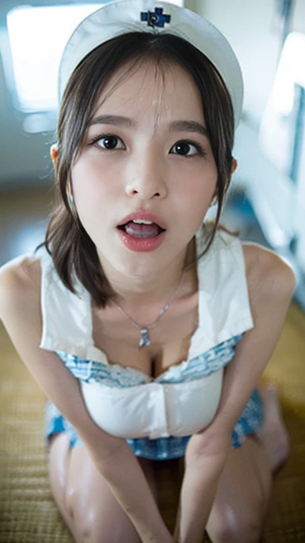(Browsing Caution:-2), Realistic, photo-Realistic, masterpiece, Highest quality, High resolution, Very detailed, Intricate details, Realistic and sharp details, Cinema Lighting, Portraiture, lower angle, View your viewers, alone, One person, Japanese woman, Leaning forward, Huge breasts, Wearing a loose T-shirt and a mini skirt, Down blouse, No bra, Sandals, Black Hair, Bowl Cut Hair, Baby Face, Cute Face, Detailed face, Beautiful attention to detail, Refined nose, Beautiful Eyes, Pale skin, choker, jewelry, (remote_play, remote_Vibrate, remote_controller, Mouth half open, Ahegao:1.2), Photo Background, Outdoor, The way home, In the back alley, Daytime,