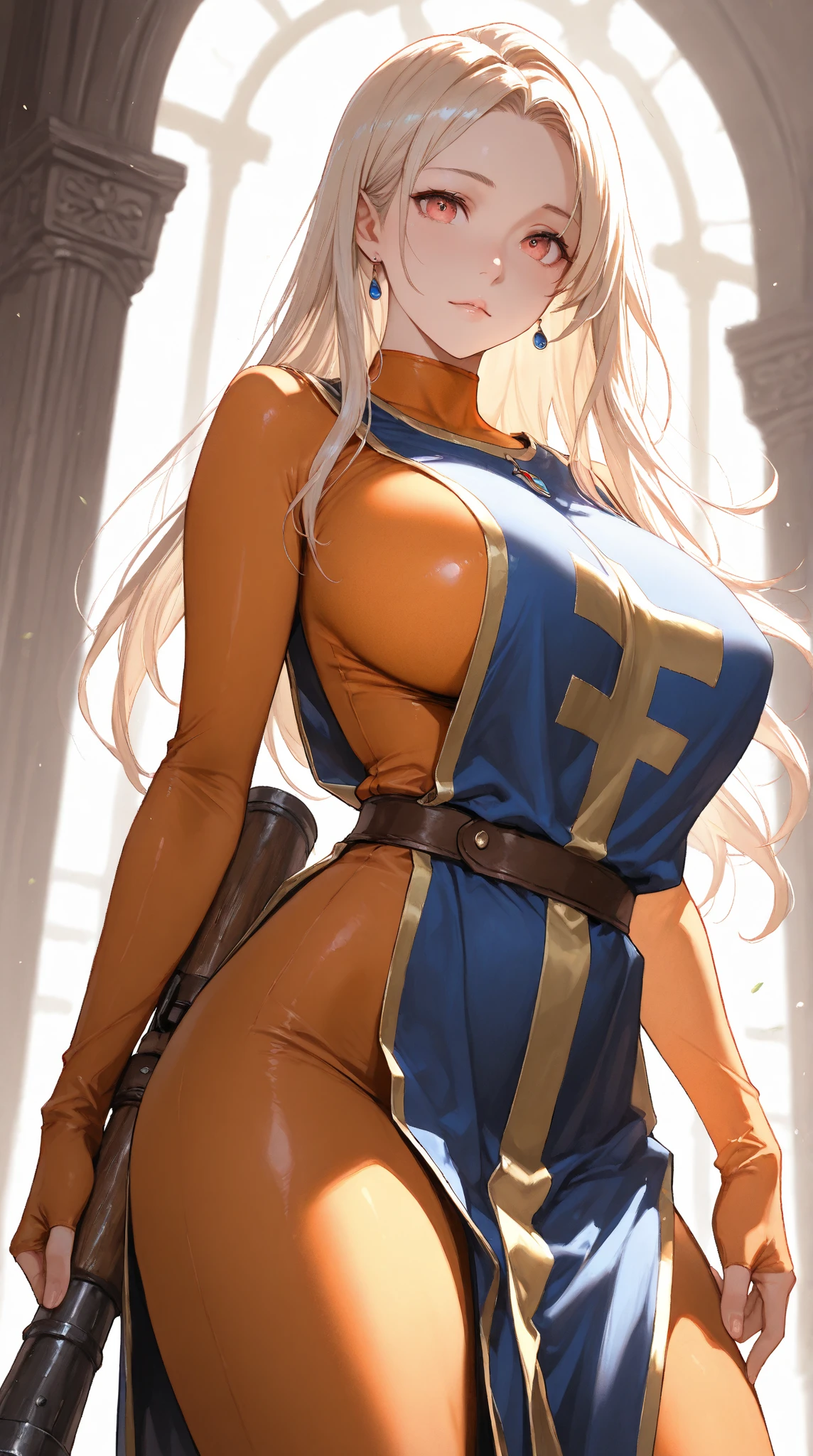 masterpiece, highest quality, best quality, official art, beautiful and aesthetic: 1.2), (1girl), highly detailed, (fractal art: 1.3), colorful, highest detailed, perfect face, upper body, HDR, ( prayer: 1.3), (cloak white gold lines: 1.2), galaxy, (light lines), vivid visual effects, (dynamic lines, bright traces: 1.2), bright colors, roses, tarot, priestess, sitting on the throne, library, magic library, books, reading, tea, roses in the hair, blonde hair, full growth, hellsing, seras, foot to foot, sitting, breast focused, breasts, big breasts, sexy, wide hips, thick figure, detailed blue eyes, detailed face, detailed eyes