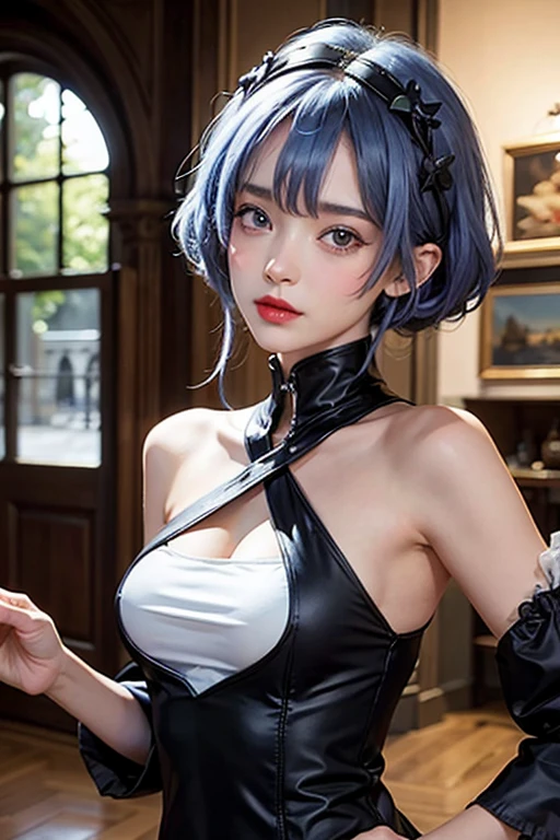 Close up portrait of blue-haired woman in black dress, With black braided pigtails, gorgeous chinese model, goddess of Japan, Beautiful Asian Girl, real life anime girl, Anime girl cosplay, Traditional beauty, trending at cgstation, Seductive Anime Girl, beautiful goddess, a beautiful fantasy empress, young and cute girl, Good young girl, very beautiful cute catgirl