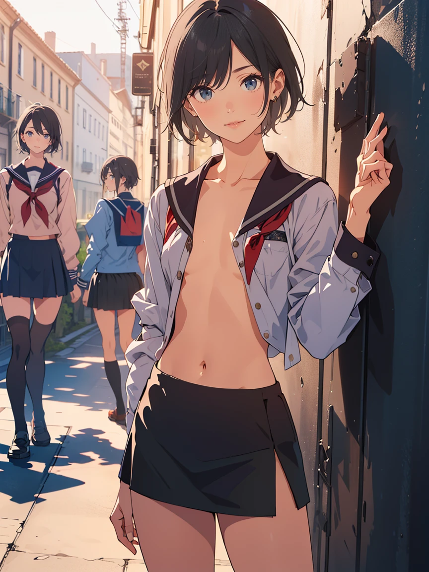 ((Best quality)), ((masterpiece)), (detailed), cute skinny shy boy 12 years old shirtless