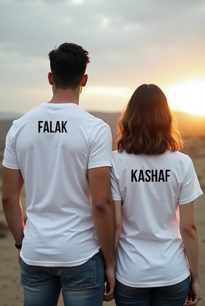 A muslim girl wearing a t-shirt printed Samira, and her husband wearing a t-shirt printed Younes, both holding a cow liver thier hands.
