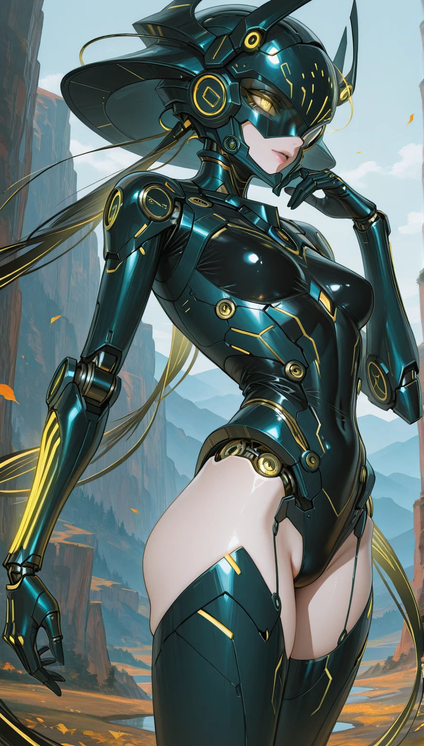 masterpiece, high quality, Inside the Institute of Mechanization、On the operating table during remodeling surgery、Minami Kotori, who has been turned into a mechanical body cyborg、Gynoid cyborg body modification surgery、Blue and white leotard armor、A precisely mechanized body、Exposed precision machined genitals、Single image、from the front,Put the whole body