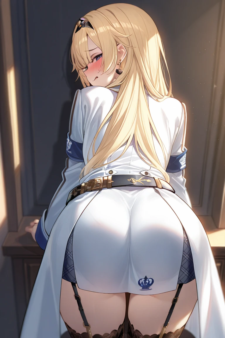 ((Highest quality、High resolution))、Beautiful woman、Perfect body、Beautiful and bountiful breasts、tits、Pussy、Ass、long blond、bangs、(((ass pov、Pussyを見せる、I&#39;m tempting you、I'm inviting you to have sex、Love juice、Completely naked、nude)))、Outdoor Scenery、(Sexually excited facial expression)
