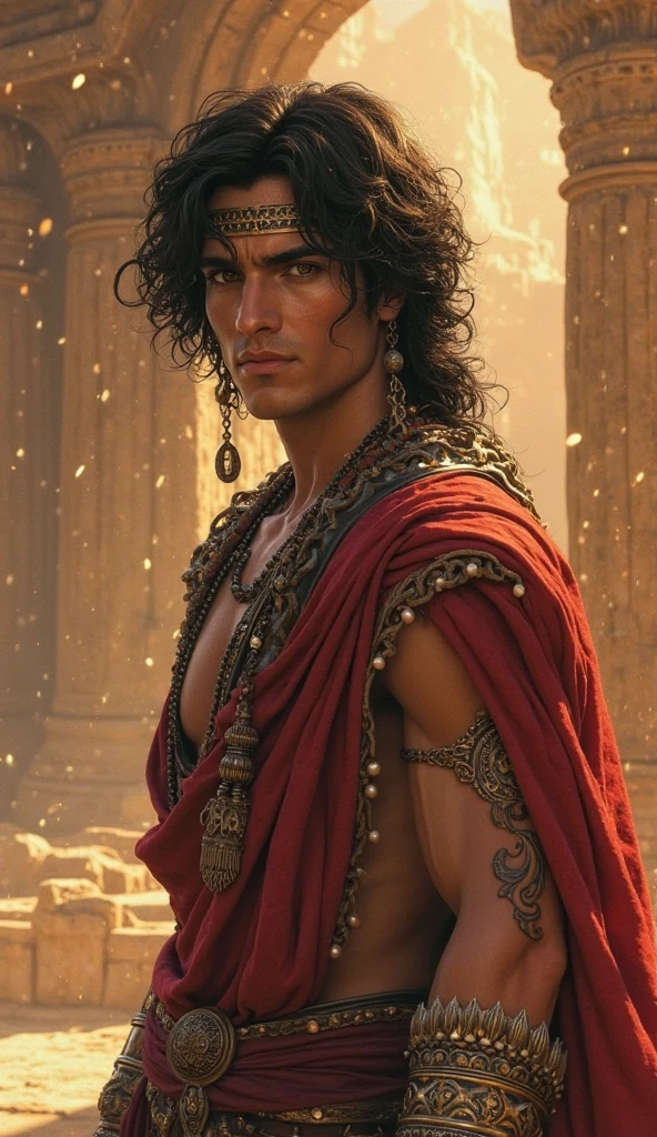 Portrait of a Roman male gladiator at rest, (Paintings by Gaston Bussière, Greg Rutkowski, Ilya Repin, Joseph von Brandt, Oil on canvas, Trending on Art Station, Featured on Pixiv, Structure of the film, Extremely detailed, Metahuman Creator, Spectacular Background), Mediterranean landscape, Close-up shot, Detailed face, Exquisite clothing details
