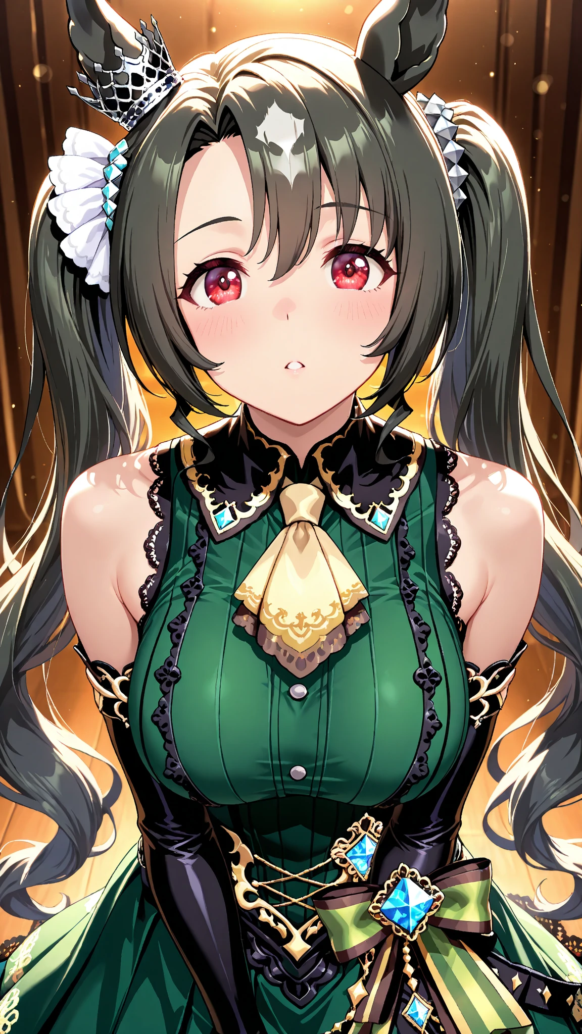 Satono Diamond (umamusume) ,Browsing Caution,1 girl,Huge breasts,Pointed Chest,Cleavage,Underbust,Side boob Barbosa,(blush),((Embarrassing)),Spread and masturbate((bikini))