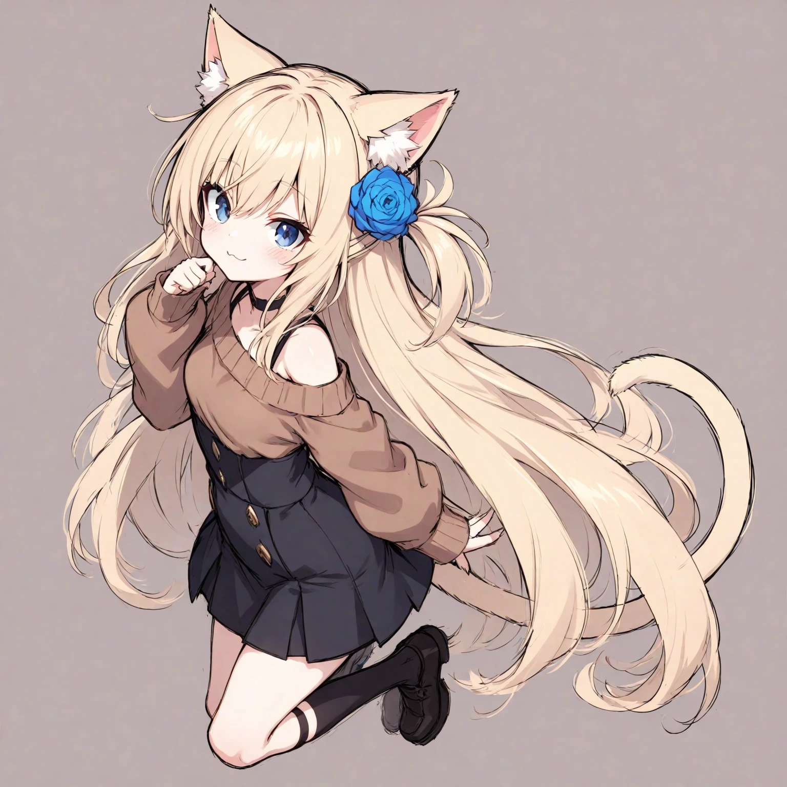 (best quality, masterpiece:1.1), girl, SeeU, 1girl, solo, long hair, blue eyes, blonde hair, cat ears, miniskirt, pleated skirt, white thighhighs, jewelry, zettai ryouiki, bracelet, bow, bare shoulders, headset, sleeveless, grey skirt, sleeveless shirt, Yellow shoes, yellow shirt <lora:Seeu_Vocaloid:1>