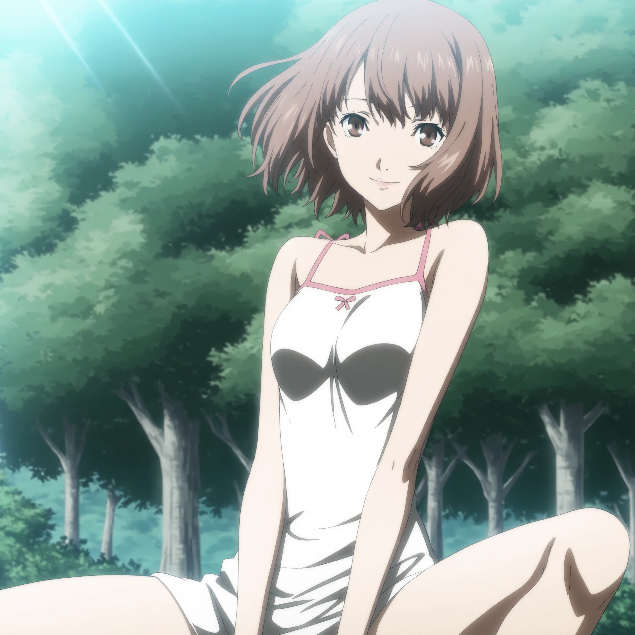 +18, an anime female wearing a white dress and blue ribbon and holding her hands up, 1girl, breasts, solo, thighhighs, cleavage, white thighhighs, looking at viewer, dress, open mouth, bare shoulders, detached sleeves, thighs, bow, holding, white dress, hair ornament, bangs, after sex, +18, a nude anime girl is spreading her legs wide open and cum overflows from the pussy, 1girl, breasts, solo, nipples, medium breasts, embarrassed, light smile, navel, pussy, spread legs, cum, blush, bangs, open mouth, cum in pussy, aatoru, short hair, gradient hair, ahoge, earrings, bracelet, wristband,