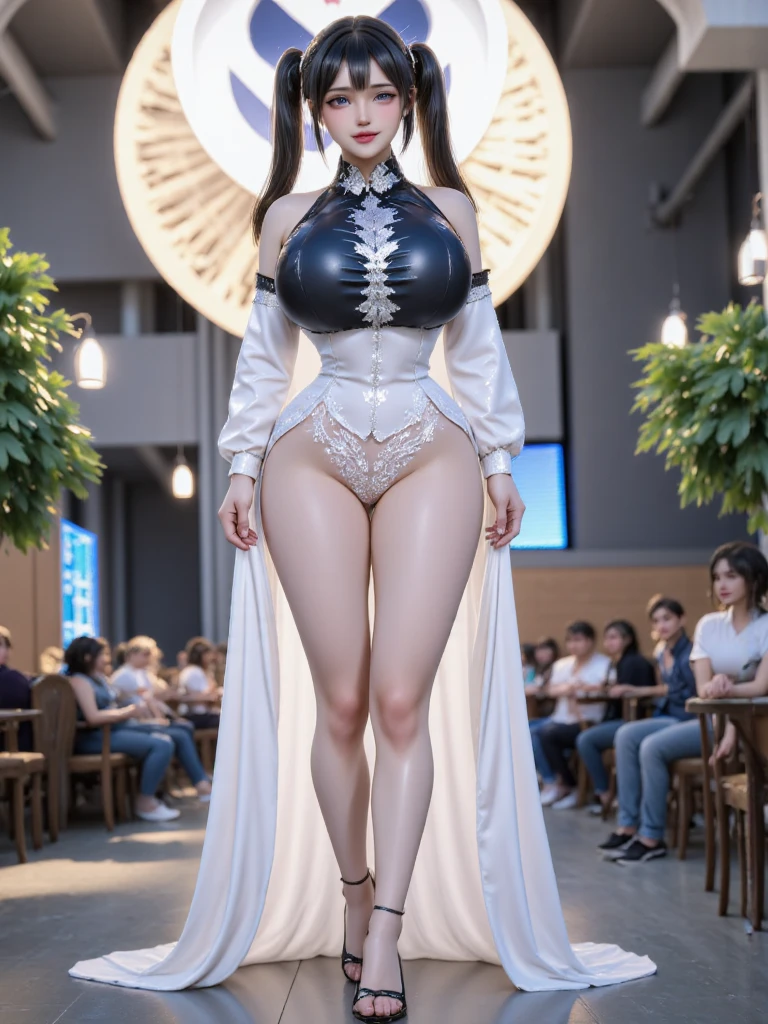 beautiful and delicate woman，The details of the eyes and face are very rich, exquisite eyes, super detailed, High resolution, The content is very detailed,best quality,EnLightenment,Unite,8k wallpaper,masterpiece,best quality,imagine，1 girl，Wear sexy powder blue lingerie，huge breasts，high cut underwear，Metal style, sky blue priest cloak，priest hat，standing posture，long legs，put on blue boots，look at the audience，Face the audience，flowing long hair，Surreal 8000g，Impeccable，masterpiece，professional artwork，famous artwork，Light，movie bloom，perfect face，pretty face，smile, fantasy，Dreamy and magical，not real，intricate details，Exquisite pattern…Korean woman’s face，full-body shot