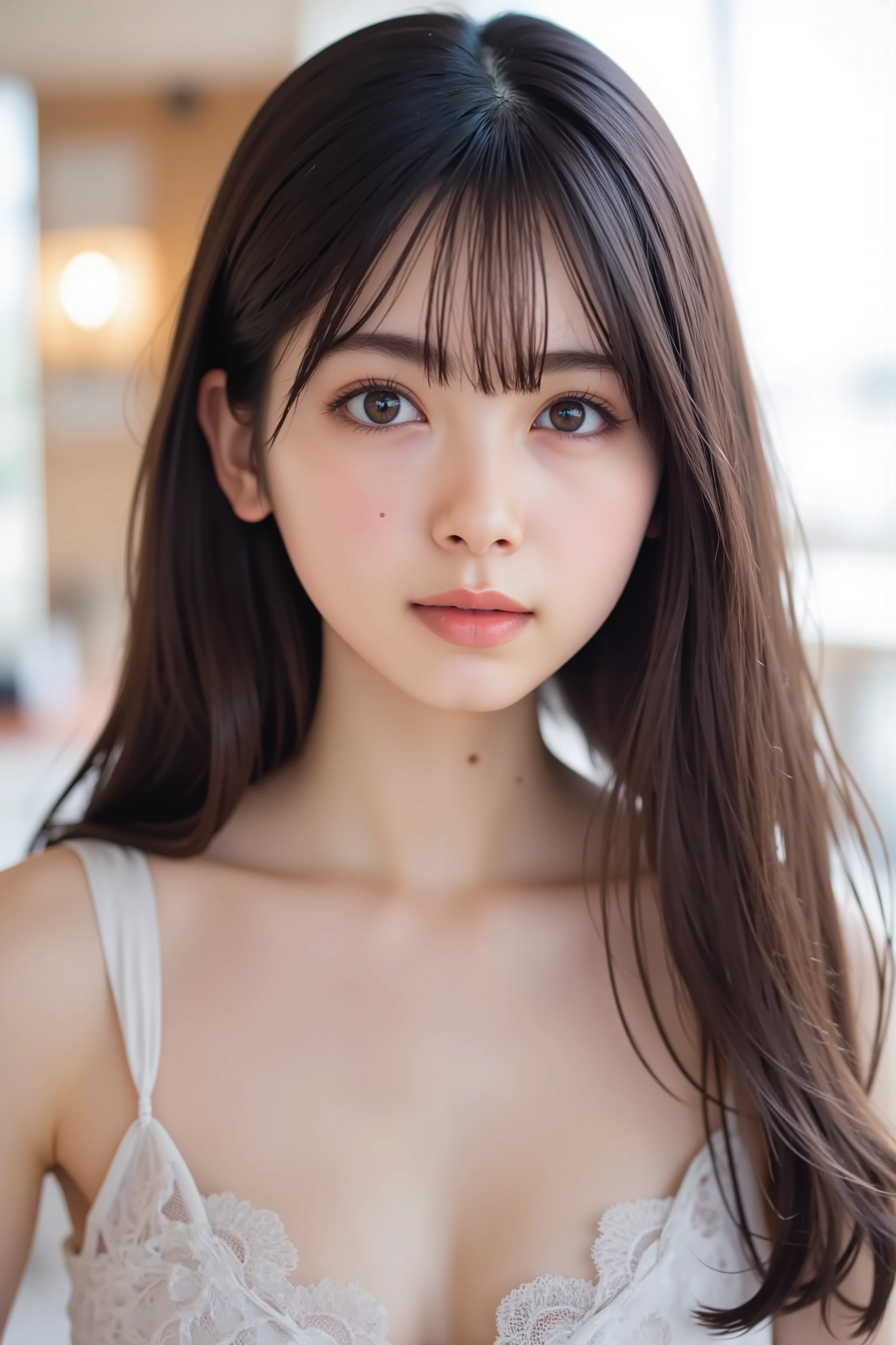 A graceful full-body image of a beautiful woman,Nice style、(((stylish fashion))), 8K quality、, (((The most beautiful girl))), (((Highest quality))), High resolution, ((detailed)), , ((masterpiece)), ((Super detailed)), (((stylish))),little smile,(8K,best quality, masterpiece,photorealistic,beautiful detailed, ultra detailed, ultra high res, photorealistic, raw photo,Full-HD, absurdres,high resolution, absolutely resolution:1.5)(masterpiece:1.3),,detailed face, detailed eyes, sophisticated nose, skin details, pale skin, anatomically correct proportion, perfect anatomy, perfect hand, detailed hands, detailed fingers, beautiful big black round eyes ,no make up, (((one rule is the golden ratio and white balance))), ((always draw hands and fingers correctly, correct them if you make a mistake)), (((full body image,long shot,wide shot, ))),ultra detailed, absolutely resolution, masterpiece.
a dazzling light 、 (Delicate and beautiful ,brown hair, wearing heavenly maiden costume. sheer long dress ,
detailedart 、
extremely delicate depiction, extremely clear image, conceptual installation fantasy art,smile 、background is fantasy atmosphere and beautiful in nature