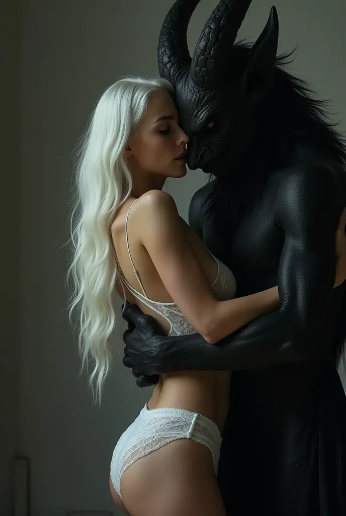 Beautiful blonde victoria secret model naked open mouth kissing big black monster cock fucking her pussy , cumm dripping full body view