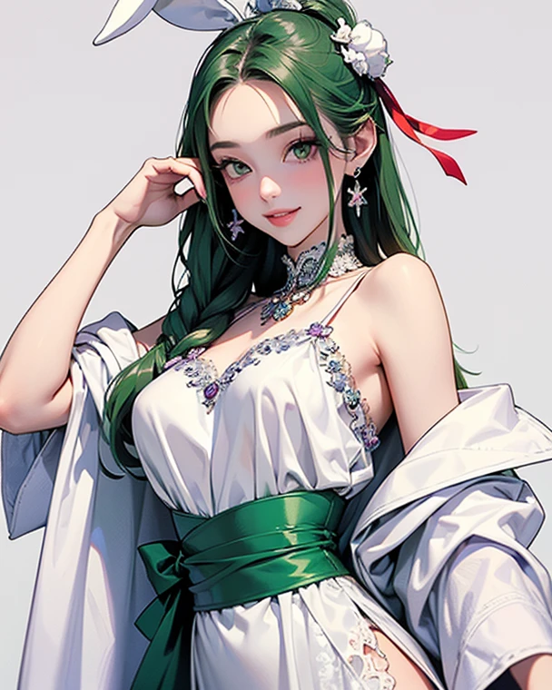 Highly detailed, High Quality, masterpiece, 1girl, walking, hand on own hip, (hourglass figure:1.2), confident expression, green eyes, (long hair:1.1), (wavy hair:0.9), red lipstick, earrings, necklace, bracelet, ring, dress, high heels, purse, looking at viewer, outdoors, park, trees, flowers, birds.