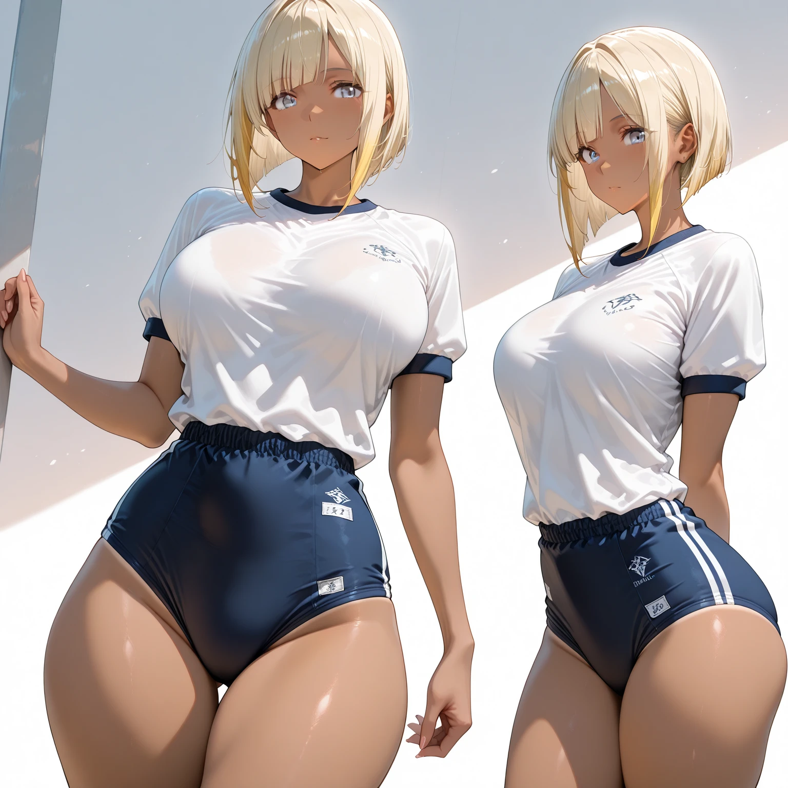 (highest quality,4K,8k,High resolution,masterpiece:1.2),Very detailed, Realistic, photo-Realistic,A woman with good looks,Asian Woman,three woman,stand in a line,cute,cute eyes, stylish female body,baby face, break, large white colored shirt:1.3, break, red colord small panties:1.5, lace, break, long hair, blonde hair,various colored hair,  back view, Focus on the buttocks, sandy beach , smile, ((sweaty skin))