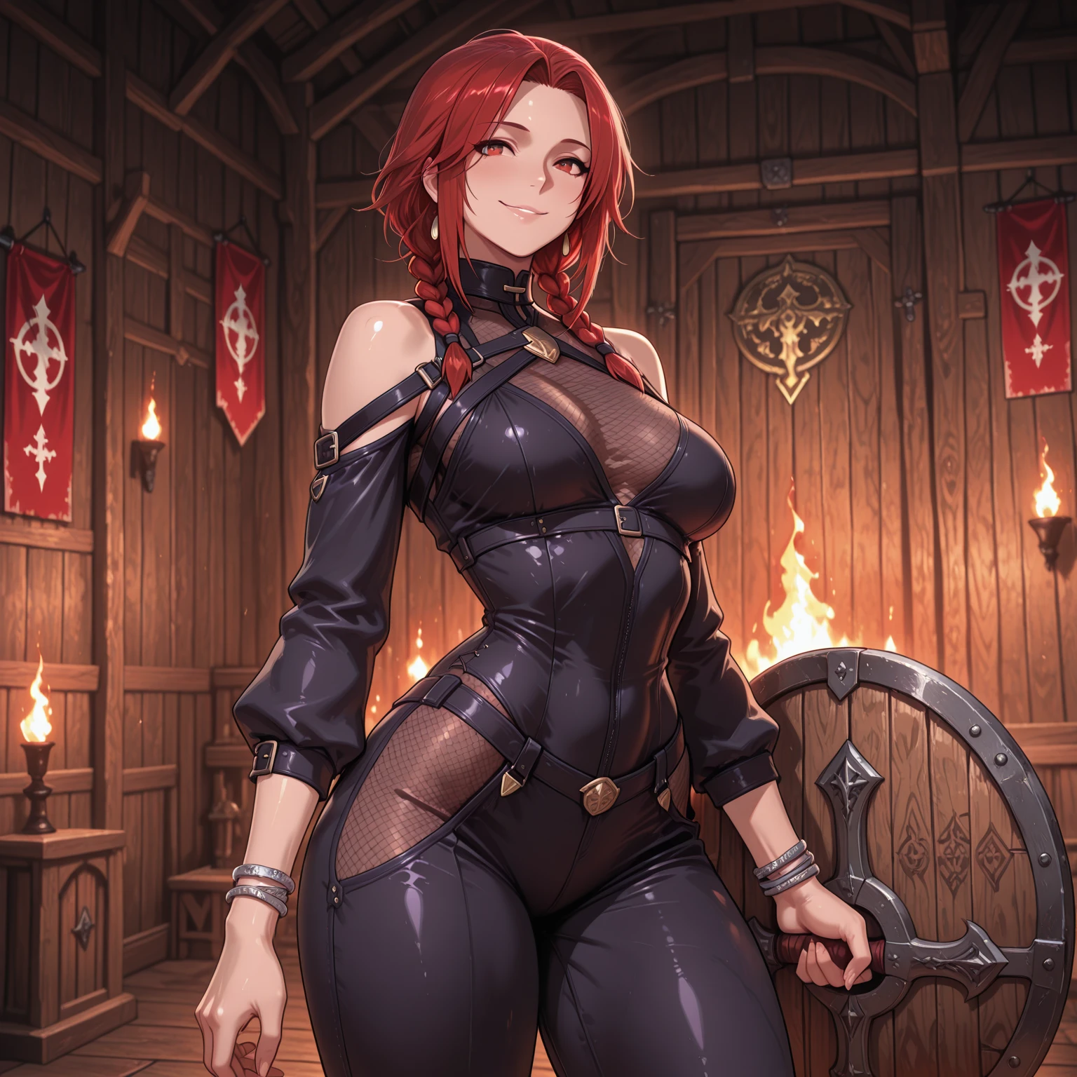by fluff-kevlar, by Zackary911, by Kenket, by Kilinah, by fluff-kevlar, (masterpiece), (best quality), (anthro furry:1.3, snout:1.2, anthro:1.3, furry:1.2, solo female:1.2), (extremely detailed:1.3), (extremely detailed eyes), (extremely detailed fur), (hourglass figure, curvaceous figure, muscular figure), (wide hips), (curved body), (curved thighs), (huge breasts, perky breasts), (huge butt), (huge tail, fluffy tail), (70 feet tall), (giantess:1.3), (macro:1.3), dragon skulls connected by chains are covering her breasts, leather panties, dragon skulls being used as shoulder pads, (sitting on knees, sitting up straight, perfect posture, bland expression), short hair, red hair, two-toned fur, dark grey fur, light grey underbelly, wolf, red eyes,