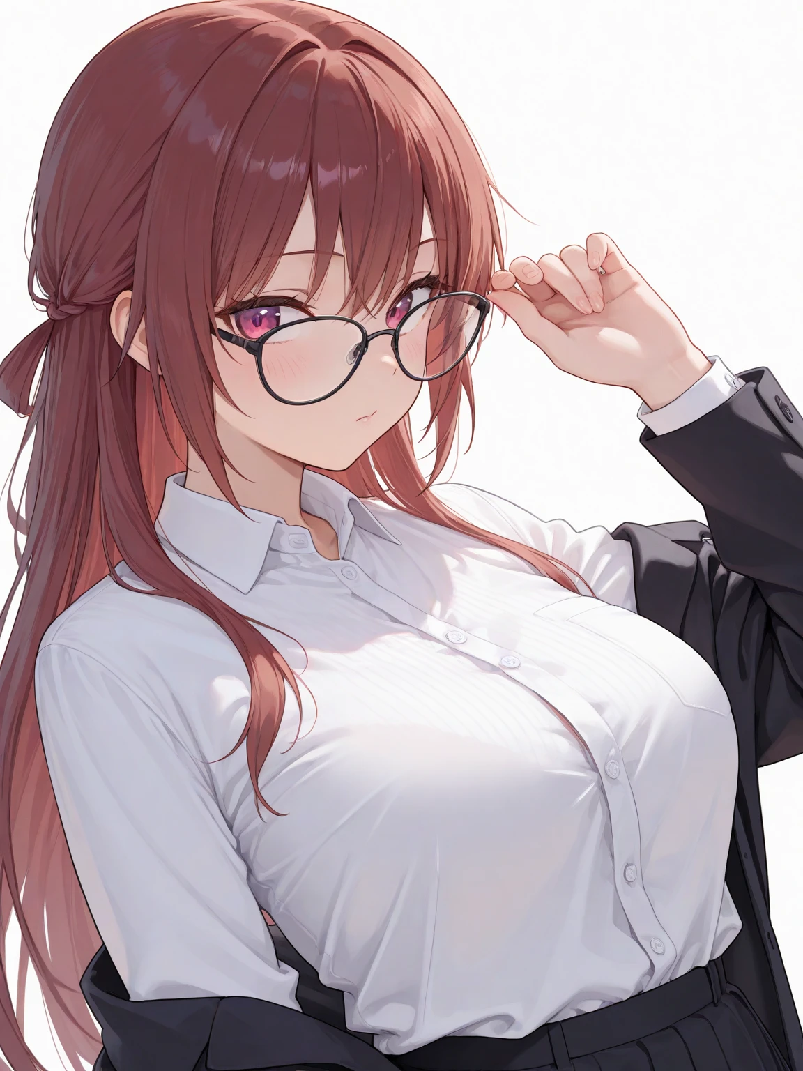 Naked shirt,White Shirt,Large upturned collar,wife,Glasses,Cleavage,blush,Sweaty body,Ahegao,Spread your legs wide on the bed,orgsum,The penis is inserted,tears,Drooling,Late Night,