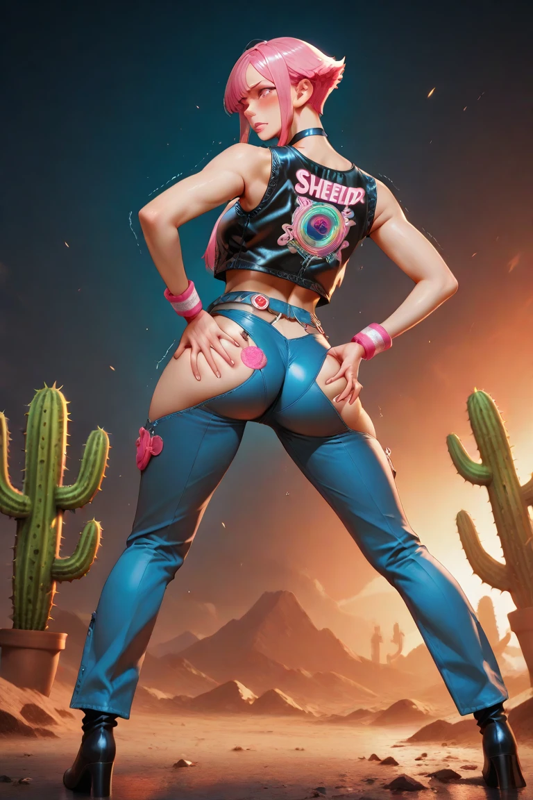 Indian teen,white skin,sexy body,medium breasts,masterpiece,best quality, depth of field,((glossy lips),(mouth piercing),blue underwear,((sun tattoo on her ass and thighs)),(body covered in scars),super short hair,(tattoo on face),(fighting gloves)