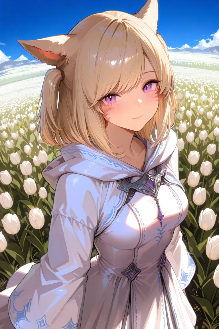 ayaka, (masterpiece:1.2), (highest quality:1.2),, Curvy but slender body, perfect eyes, perfect face, perfect lighting, 1 girl, in the garden, (The whole body is visible),(walking),(knitted sweater),(cute gesture),(smile),(ponytail),curly hair, Fine clothes, Detailed outdoor background, compensate, eye shadow, thick eyelashes, fantasy, looking at the viewer, whole body, blue sky、Bright and very beautiful face、young shiny glossy white shiny skin、the best beauty、The most beautiful bright blonde hair in the world、thin hair、short hair、Shining beautiful bangs、Glowing crystal clear big blue eyes、Very beautiful lovely 17 year old most beautiful girl in the world, no bra, close up until hips, cleavage, no bra, camel toe