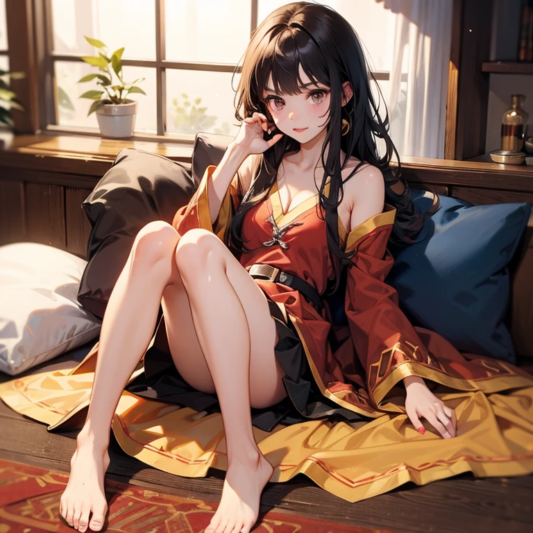 (masterpiece:1.5),(Beat quality),(high res),1girl solo,beautiful face,smile(shining eyes),light effects,Woman in plain clothes,indian style sitting,room