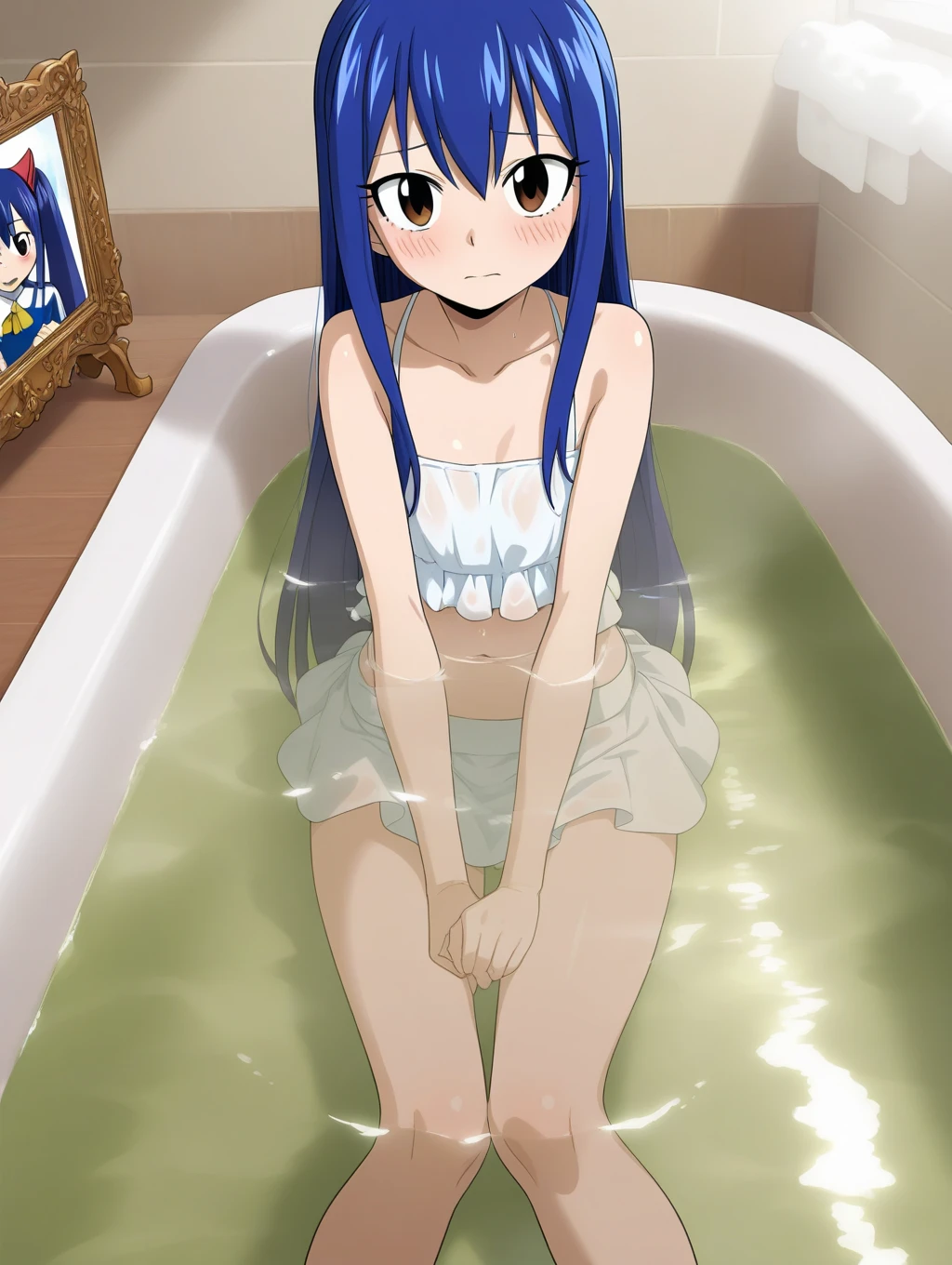 Completely naked big breasts nipples greenblue hair straight hair pussy spread legs pussy juice drooping eyes two legs two arms five fingers shaved pussy eruleanblue eye crystal background foot length hair Luna Eternal Blue princess cut Lucia long long hair long long hair bangs large nipples nudity large labia big areola straight hair