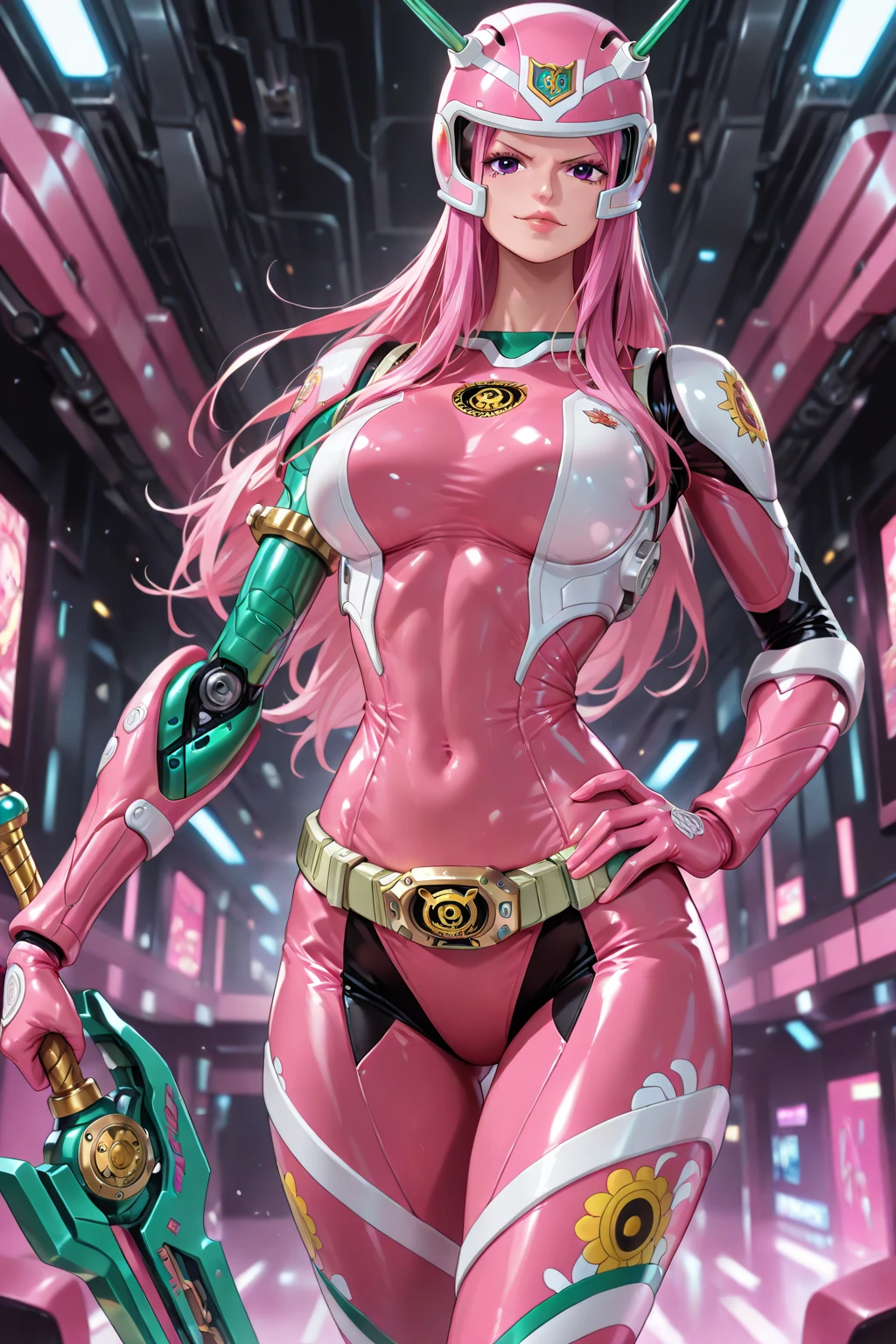 best quality, masterpiece, beautiful face and eyes, beautiful woman, glamorous body, indigo hair, aqua eye, one woman, delicate depiction, glossy latex yellow full bodysuit, clothes are transparent, provocative pose, back view, sticking out ass, charming ass, pink colors full bodysuit, alluring smile, bobcut,(Cameltoe),(covered erectile nipples),(show off Cameltoe)