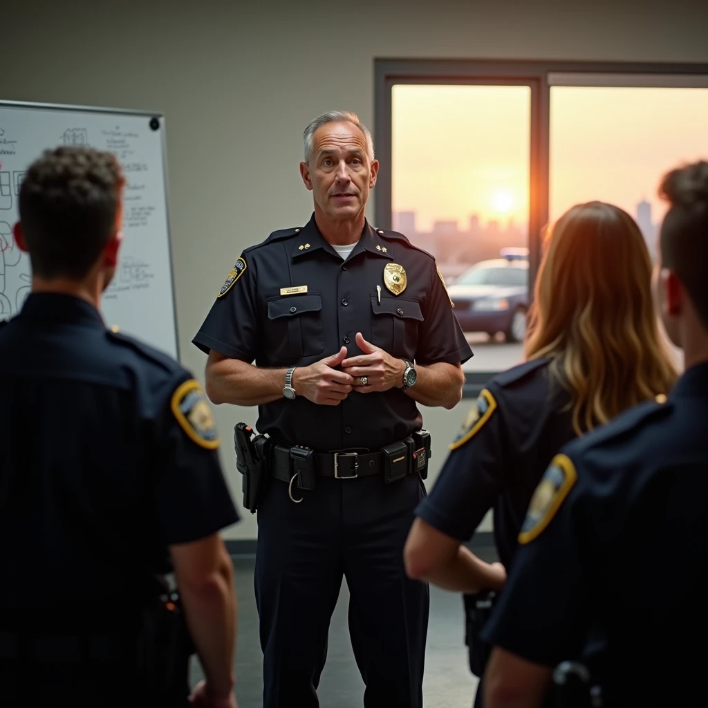 a ultra realistic of police officers doing their job inside the office