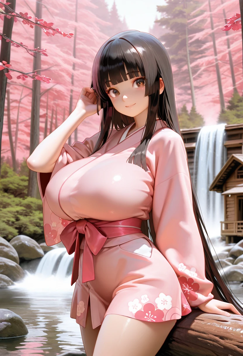 masterpiece, best quality, ultra high res, ultra-detailed, beautiful face, NSFW, outside in a japanese onsen bath, night, 1 japanese girl, MILF, Slut, 45 years old, black hair, Black eyes, japanese chignon hairstyle with flower hair ornament, blue eyeliner, peach gloss lipstick, Sensual Curvy body: 1.4), hairy pubic hair, Giant tits, enormous tits, giant cleavage, Naked, she is spreading her legs wide open in a slutty way and squirting lots of piss while being sitting on the edge of a onsen and being covered in cum and while having a lustful slut face and pleasure moaning with open mouth