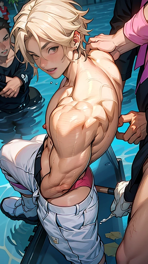 vane /(granblue fantasy/)vane /(granblue fantasy/),(masterpiece, from below,NSFW,best quality:1.2),muscular20Year old man, solo, peniuscular and strong body、nude,Super detailed,,Beautiful detailed skin, white skin,、(shiny oily skin、Soaking wet:1.3) 、sweaty body, vapor、sexy, (detailed face,blush、Screaming:1.2), projectile cum、cum,large amount of semen、,(penis,gangbang,spread their legs,anal.sex:1.4)、Black stone wall、Black stone floor、dark room