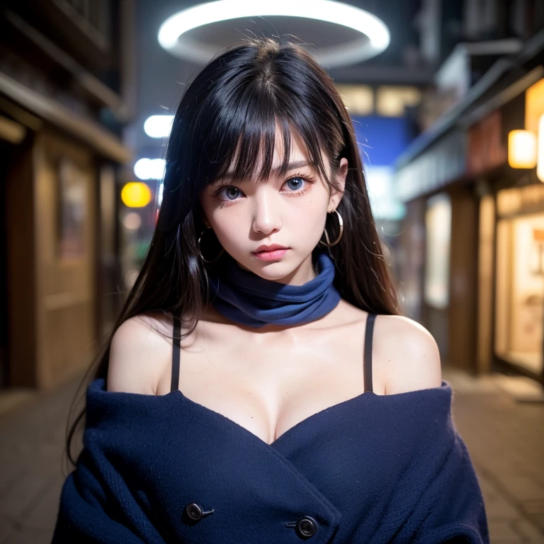 One girl, Tokyo Street,night, Cityscape,City lights, Upper Body,close, 8K, RAW Photos, Highest quality, masterpiece,Realistic, photo-Realistic, fortune teller