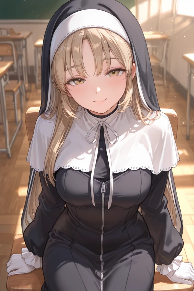 masterpiece, high quality, beautiful detailed, ultra_detailed, 8k, 1girl, medium breasts, aasister, long hair, nun, habit, white capelet, neck ribbon , (black dress:1.2), long sleeves, white gloves, full-length zipper, nsfw, 1boy, faceless male, sex, realistic penis, squatting cowgirl position, penis in her pussy, hetero, girl sit astride on man, man under the girl , girl spread legs,vaginal, (pov),sex,cum in pussy, pussy cum, semen overflow,