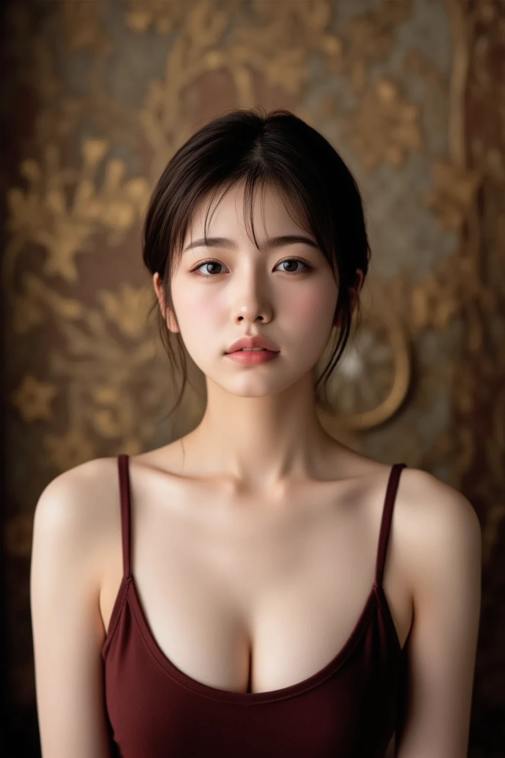 8k, Ultra-high resolution, Highest quality, masterpiece, 三分割法によるphotograph,Surreal, photograph, 1 Girl, (16 years old:1.3), pretty girl, Cute Face, Beautiful eyes in every detail, 細かくdetailedに,masterpiece,One Girl:1.2,Japan Female Teachers,extream close up,sad,streaming tears,Black short hair,Messy bun hair,(black suit:1.3),Nun's clothing,(印象派の美しい少女のPortraiture), (Gray background:1.3),(Impressionist light and colour),Dedication to God,Realistic Skin, Perfect and beautiful face ,完璧でCute Face, Skin with attention to detail, Perfect limbs、Narrow waist,Looking at the audience、beauty,Long neck,clavicle,(((Ideal body type))),A cup small breasts :2,Portraiture:2,Perfect Anatomy,鮮明なdetailed,detailed,Surreal,Light and shadow,spotlight