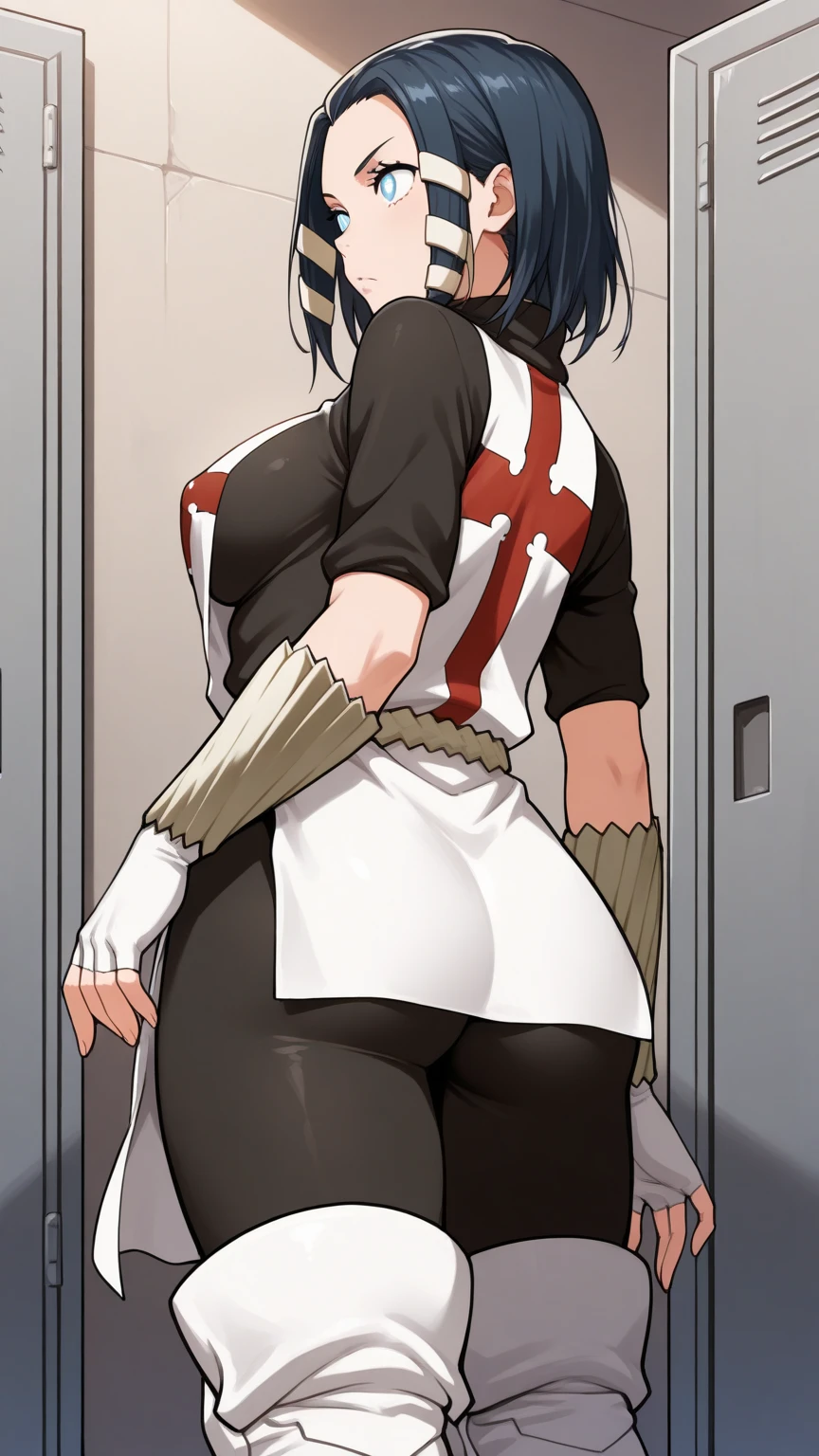 "Masterpiece, high quality, (anime), best quality, dynamic lighting, dynamic background, very detailed eyes and face, 1girl, tag:1girl,facial mark, background: room, smiling, ((short skirt)), white panties, ((squatting, ass focus)), ((from side))
