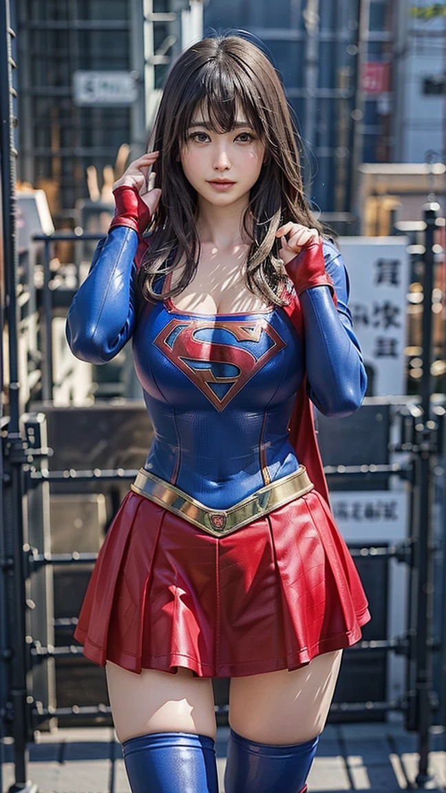 Woman body set big breasts, Supergirl costume dress